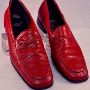 RED Leather GLACEE' Women's FLATS Loafers 7 1/2 M